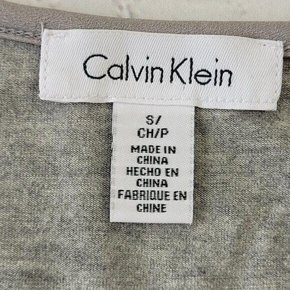 Calvin Klein Woman’s Gray Jersey round neck top with chiffon short sleeves Small - Picture 7 of 9